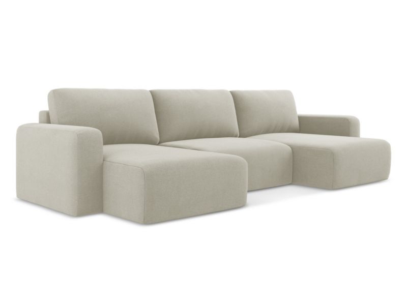Sofa panoramiczna z funkcją spania LaMiaSofa OSTIA z tkaniny strukturalnej 332x149 cm jasny beż 1 szt.