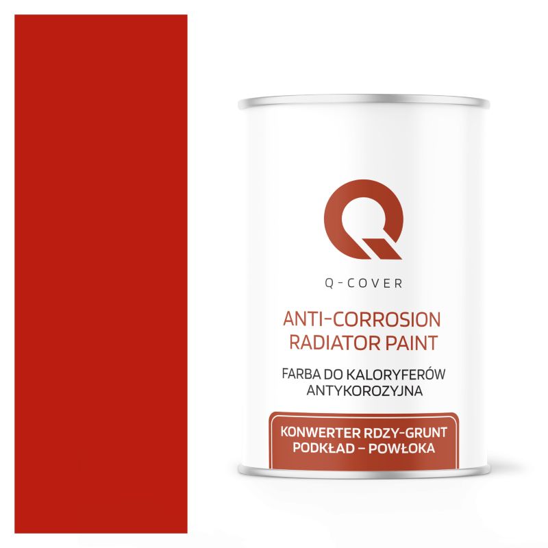 Farba do Kaloryferów Antykorozyjna Q-Cover Czerwony RAL3020 Wysoki Połysk 1L