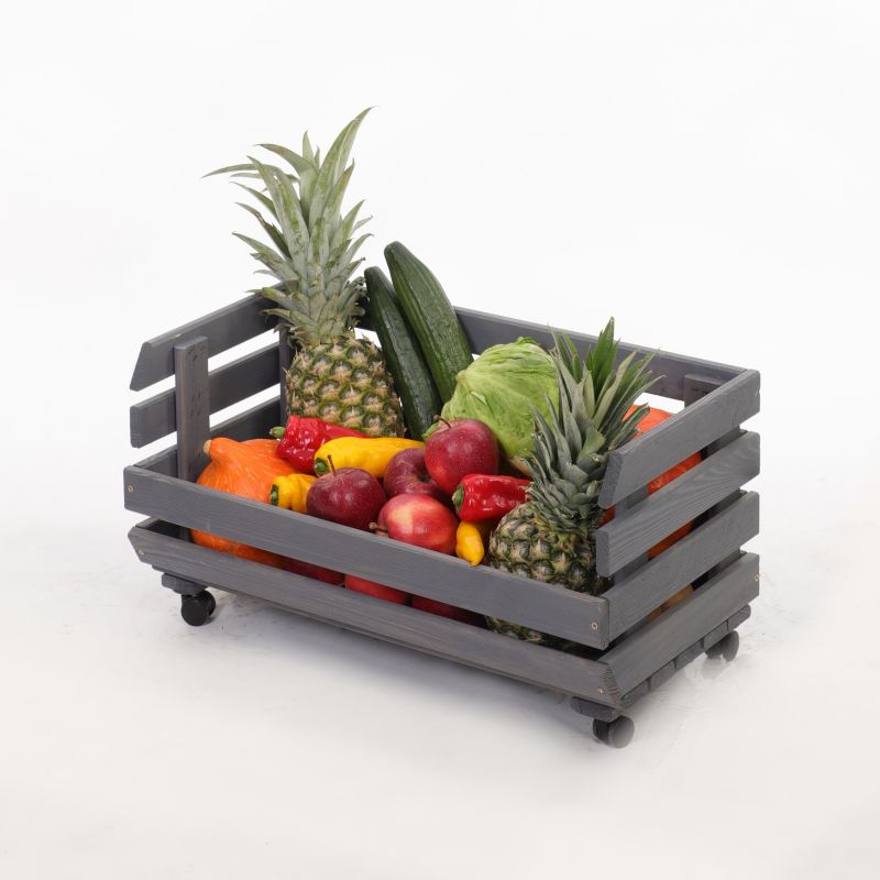 Skrzynka na warzywa i owoce MODO24 na kółkach 30x57x30 cm impregnat szary 1 szt