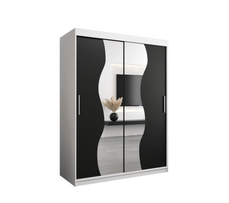 Szafa przesuwna Garderoba Abiks MADRYT 150 biały mat + czarny mat 1 szt.