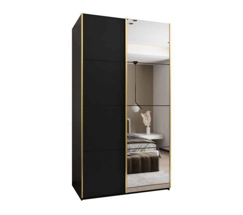 Szafa przesuwna Abiks LUX 3 wysoka szer.140cm czarny/czarny/złoty 1szt.