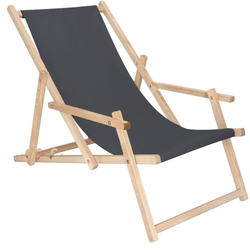 Leżak ogrodowy Springos składany z podłokietnikami grafitowy 1 szt.