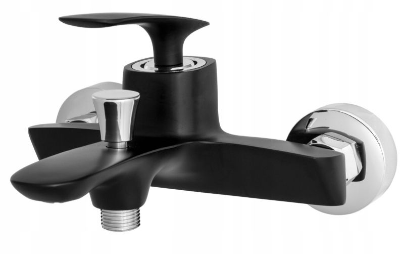 Bateria Wannowa Ścienna Granitan Tony Czarna Długa Wylewka 1szt.