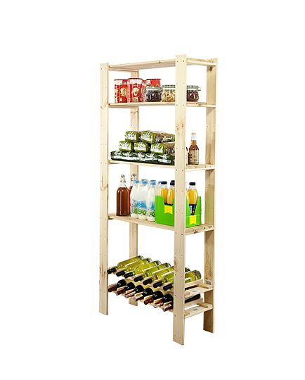 Regał drewniany MODO24 sosnowy 166 cm z półkami na wino do spiżarni eko 1 szt.
