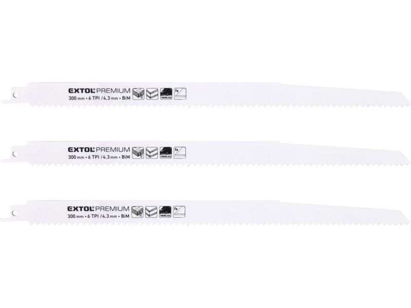 Brzeszczot do piły szablastej Extol premium metal 300 mm 6TPI 3 szt