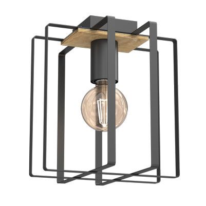 Lampa sufitowa wisząca Luminex Kortez 4594 czarny mat-jasne drewno industrialna 1xE27 x 15W 1 szt.