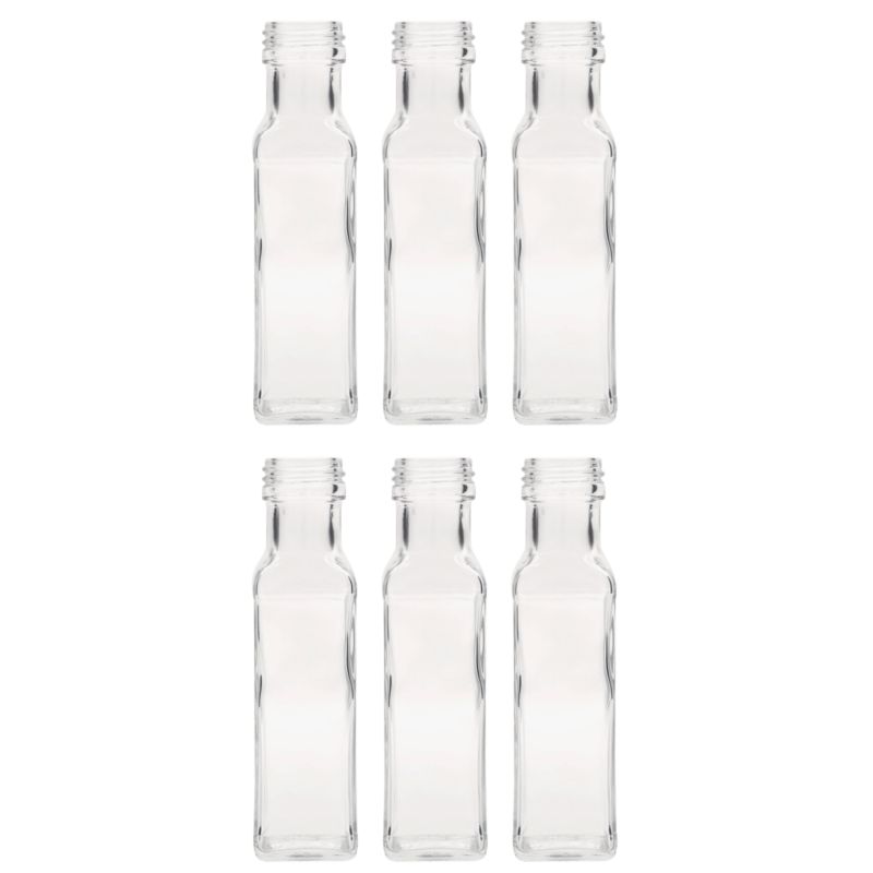 Butelki szklane MODO24 100 ml maraska kwadratowa na soki i oliwę fi 31 bez nakrętek 6 szt.