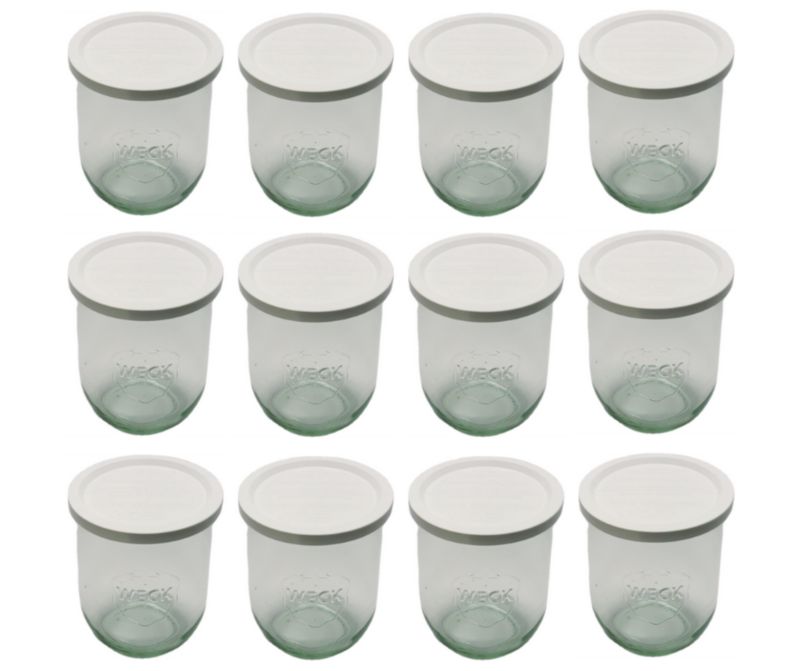 Słoiki MODO24 Weck 1062 ml fi 100 tulip plastikowe wieka 12 kpl.