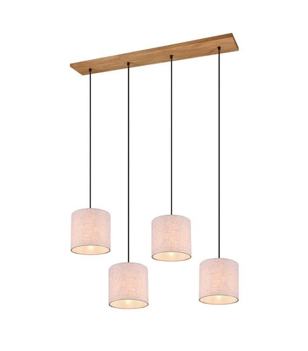 Lampa sufitowa wisząca Trio Elmau srebrno-jasne drewno wym: 150 x 100 x 20 cm 4xE27 x 1 szt.