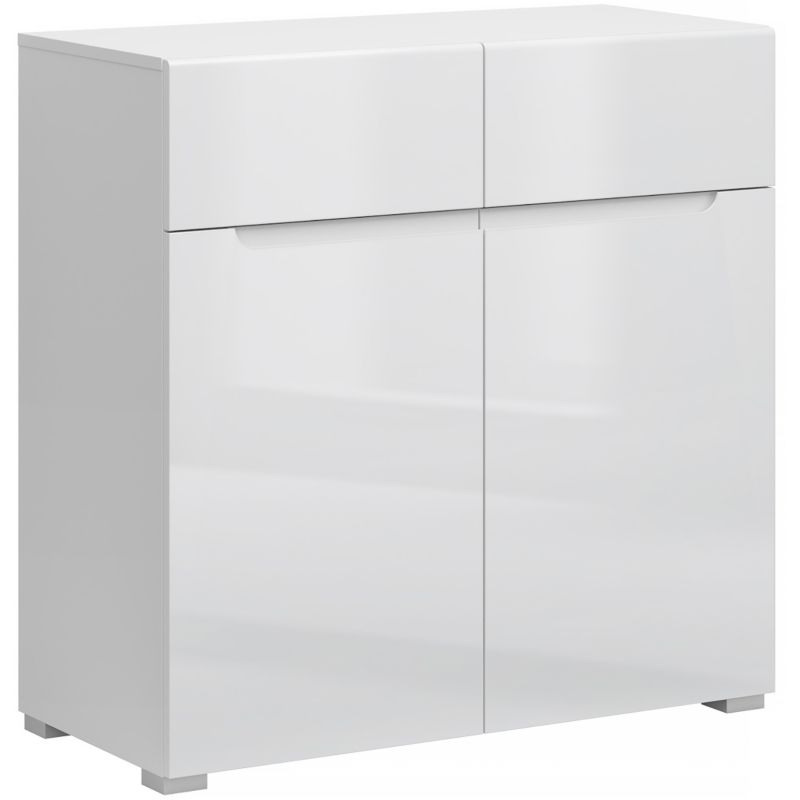 Komoda Dwudrzwiowa MIST Mebel Elite z Szufladami do Salonu 90 cm Biały połysk Nowoczesna 1 szt