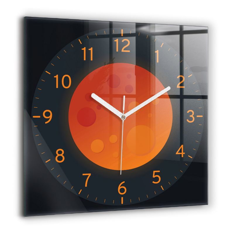 Zegar szklany białe wskazówki Wallfluent 60x60 cm Księżyc w pełni 1 szt.