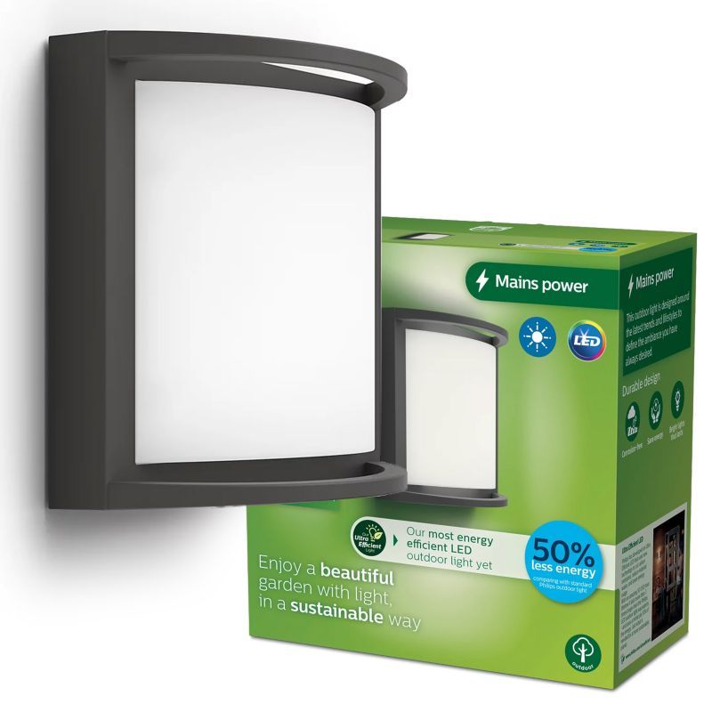 Kinkiet zewnętrzny Philips elewacyjny LED Samondra 3,8W 2700K 800lm IP44 antracyt 1 szt.