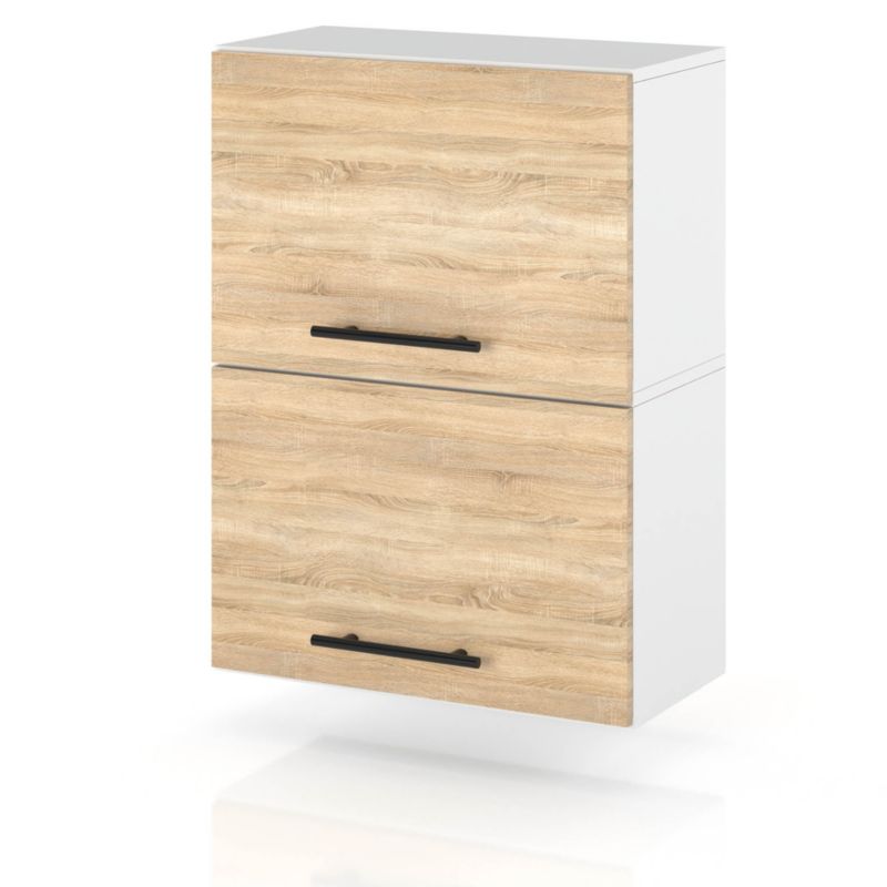 Szafka Kuchenna Hurtownia-Mebli Wisząca Klapowa W50K sPremium 50cm Biały Mat Dąb Sonoma 50x32x72 cm 1szt.