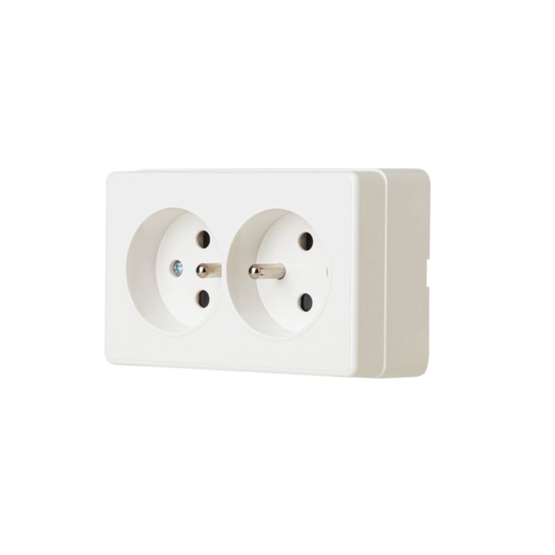 Gniazdo podwójne OPP Ascella z uziemieniem białe