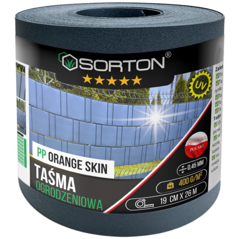Taśma Ogrodzeniowa SORTON ORANGESKIN 19cm x 26m RAL7016 antracyt 1szt.