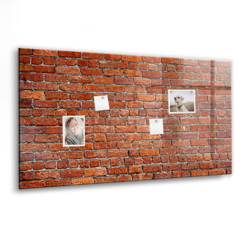 Szklana tablica magnetyczna Wallfluent 120x60 cm Stara ściana cegły Biały marker 1 szt.
