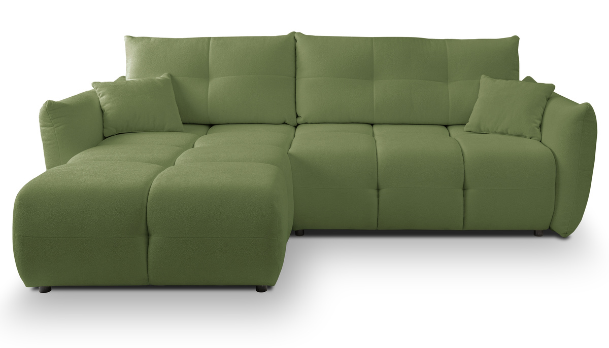 Nowoczesny narożnik z funkcją spania do salonu zielony BERGAMO