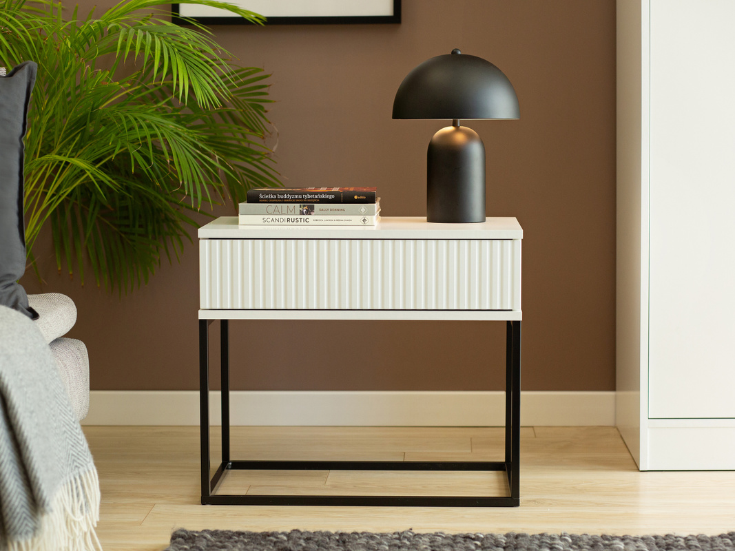 Szafka nocna biała 60 cm do sypialni COTTA z szufladą