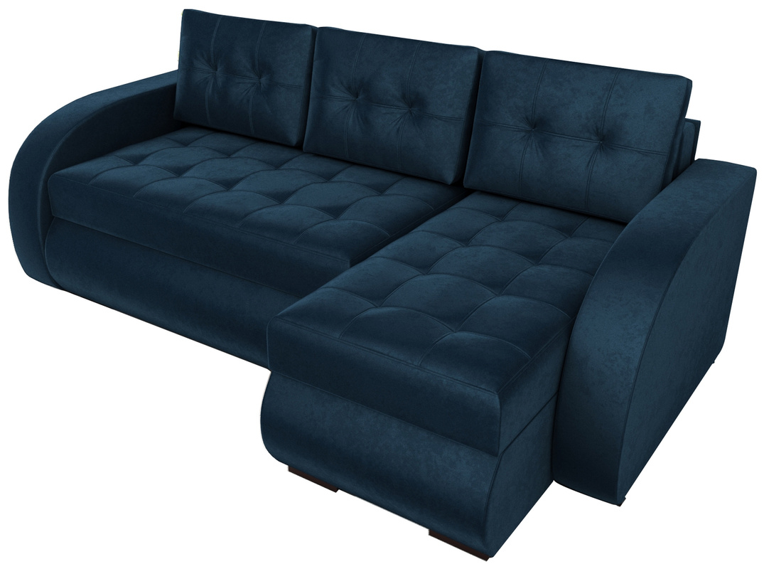 Granatowy nowoczesny narożnik do salonu z funkcją spania BERGEN