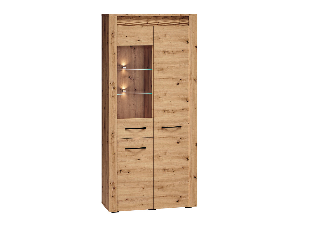 Duża witryna do salonu ze szklanymi półkami 92 cm ARTIS