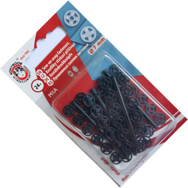 zatrzaski plastikowe 1/2 (7mm) czarne 24szt