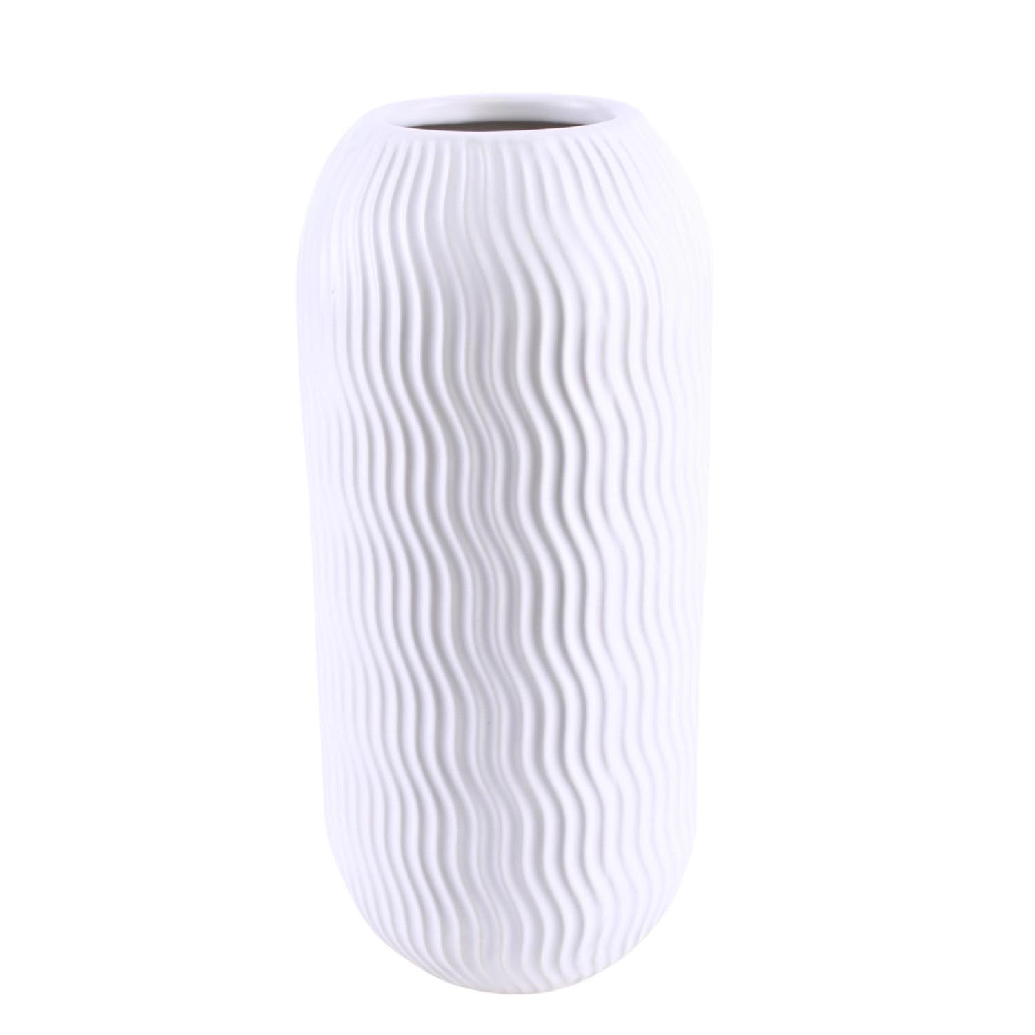 Wazon ceramiczny Lobo biały - 13 x 13 x 28 cm