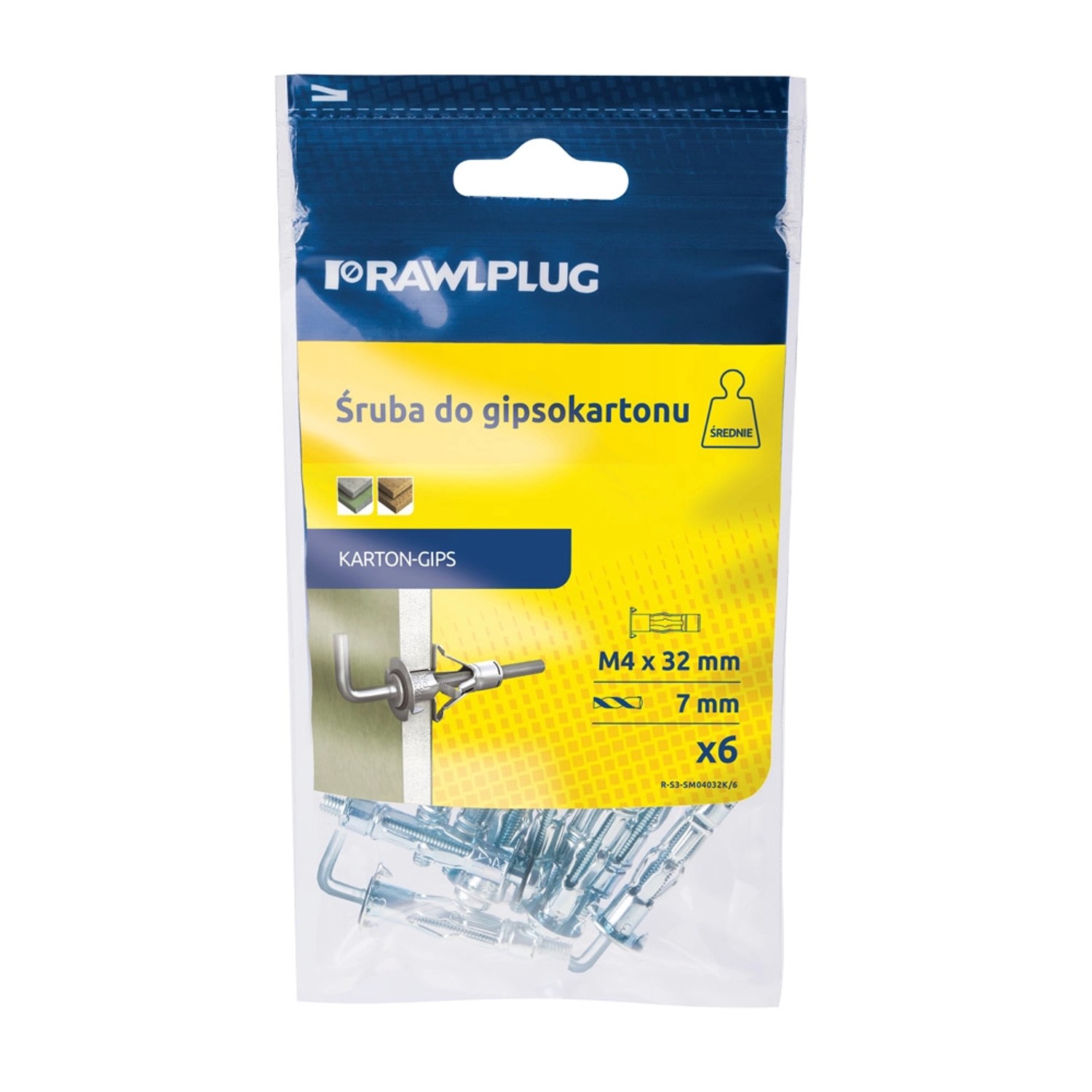 Rawlplug Kołek molly 4x32mm hak kątowy 6szt.