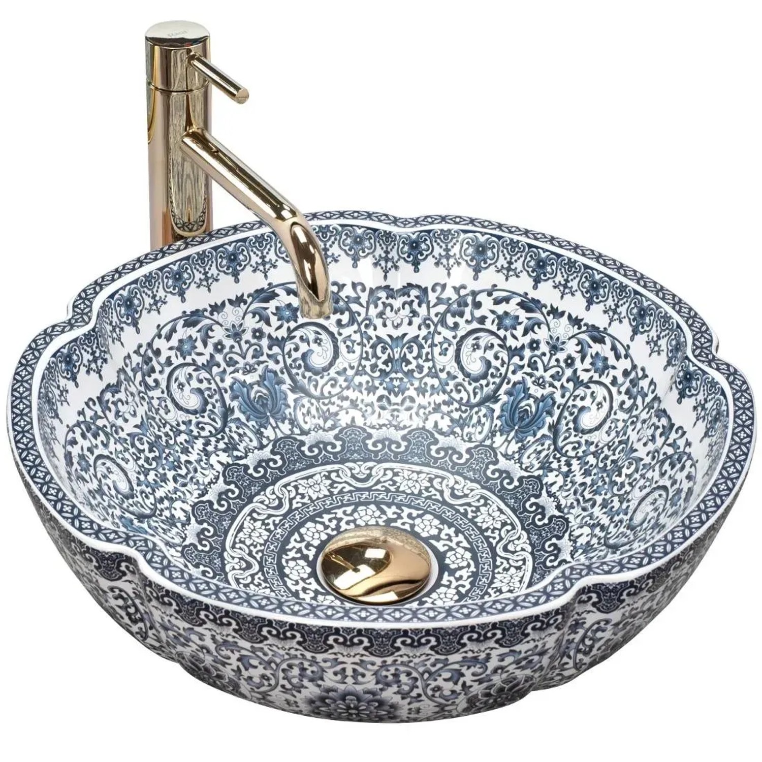 Rea Umywalka Vivien nablatowa ceramiczna biało-niebieska