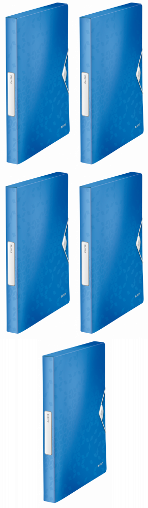 5x Teczka plastikowa z gumką Leitz Wow, A4, 30mm, niebieski