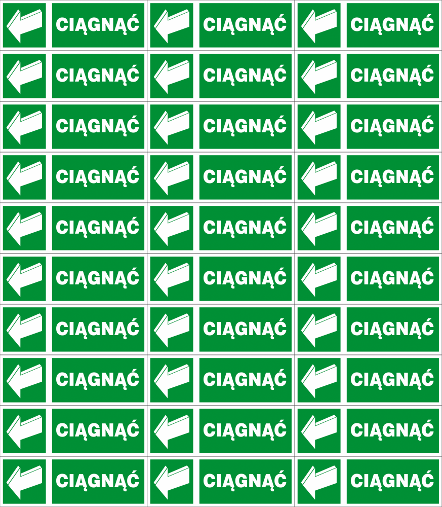 30x Znak ewakuacyjny Anro "Ciągnąć", 50x150mm