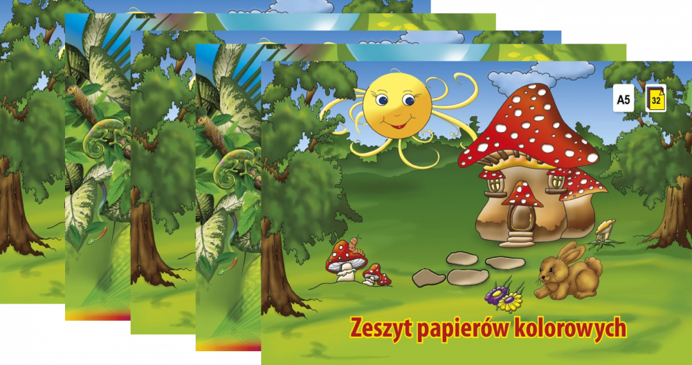 5x Zeszyt papierów kolorowych Kreska, A5, 32 kartki, mix kolorów