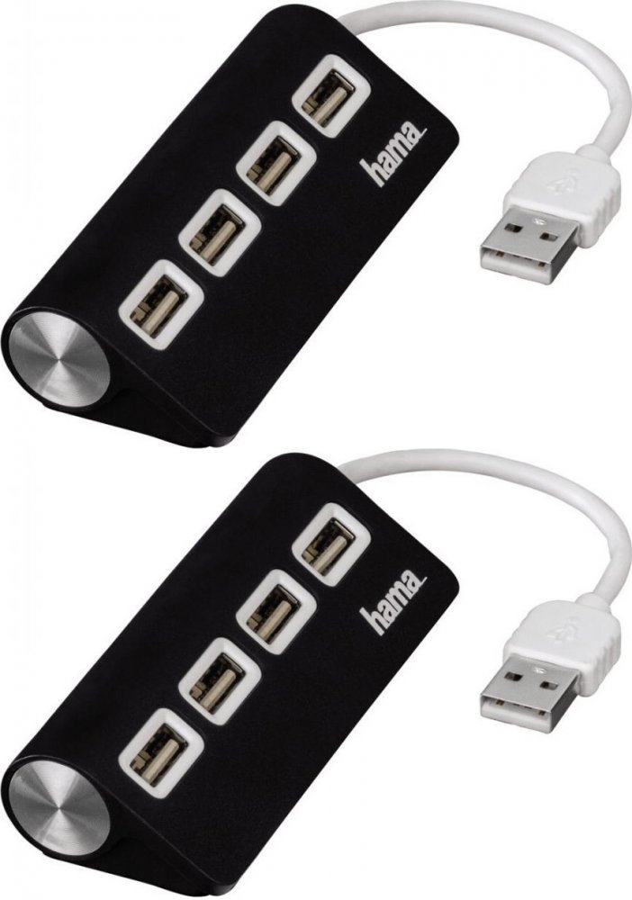 2x Rozgałęziacz - Hub Hama, 1:4, USB 2.0, czarny