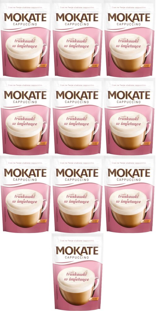 10x Kawa rozpuszczalna Mokate Cappuccino, truskawka w śmietance, 110g