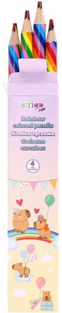 Kredki ołówkowe Strigo Capybara, tęczowe, 4 sztuki, mix kolorów
