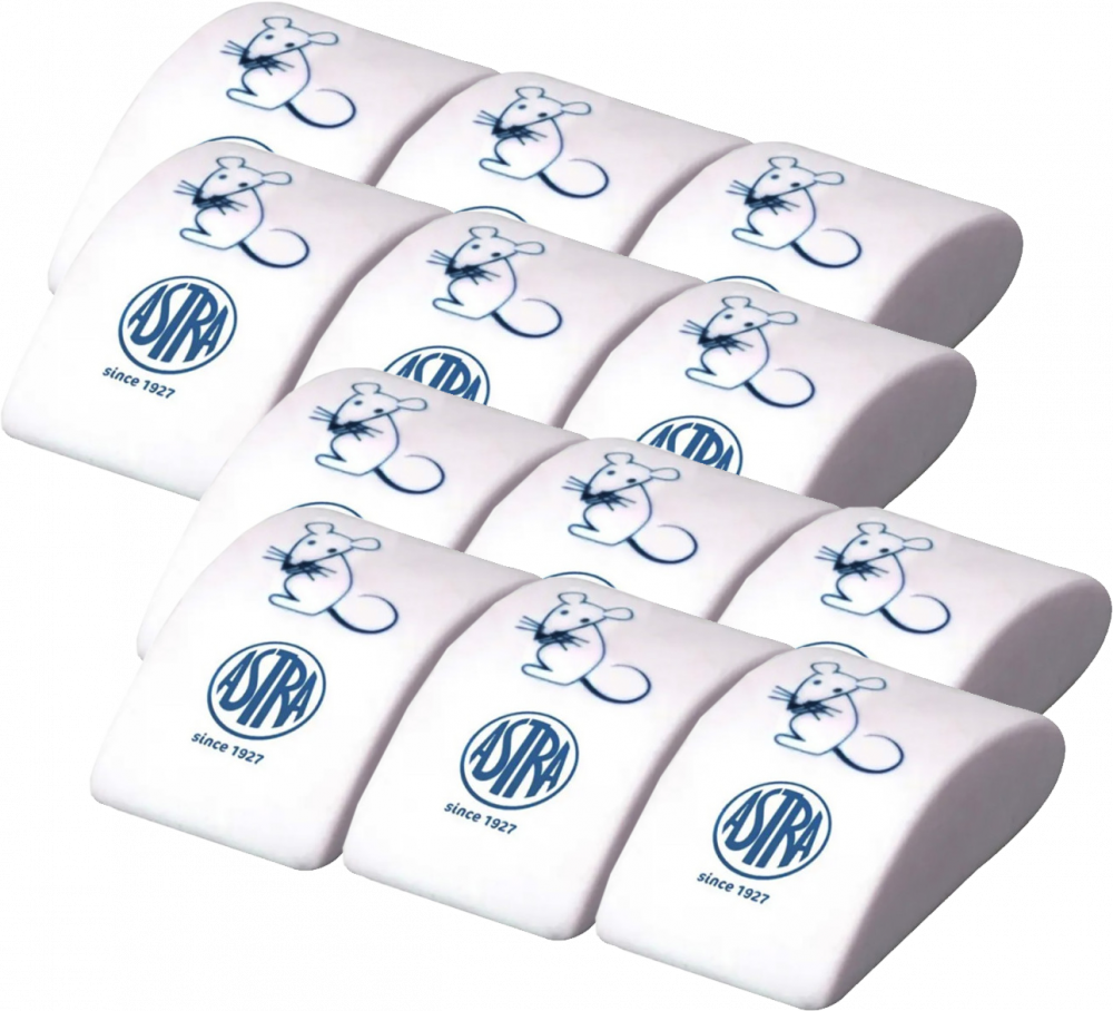 12x Gumka do ścierania Astra Myszka, biały