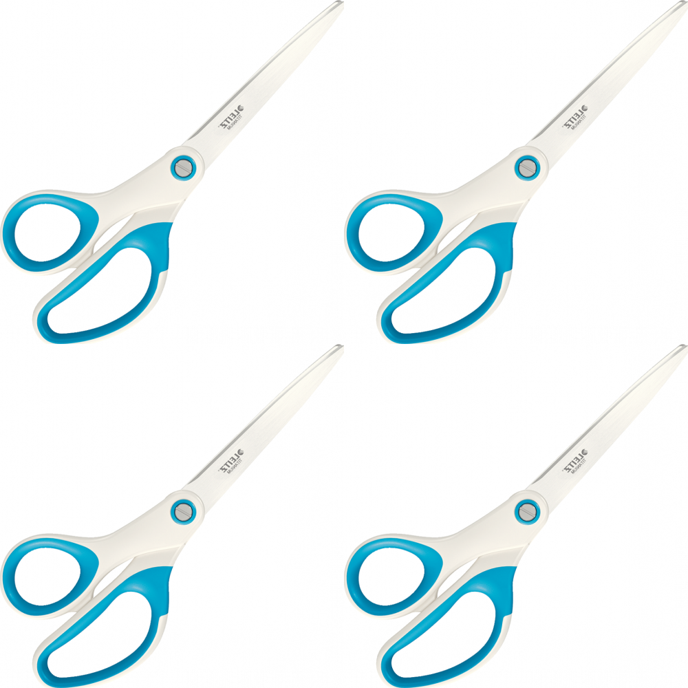 4x Nożyczki tytanowe Leitz, 20.5cm, biało-niebieski