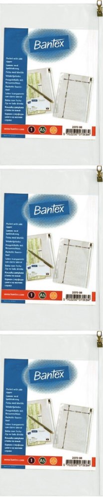 3x Koszulka z suwakiem Bantex, A5, 140μm, 10 sztuk, transparentny