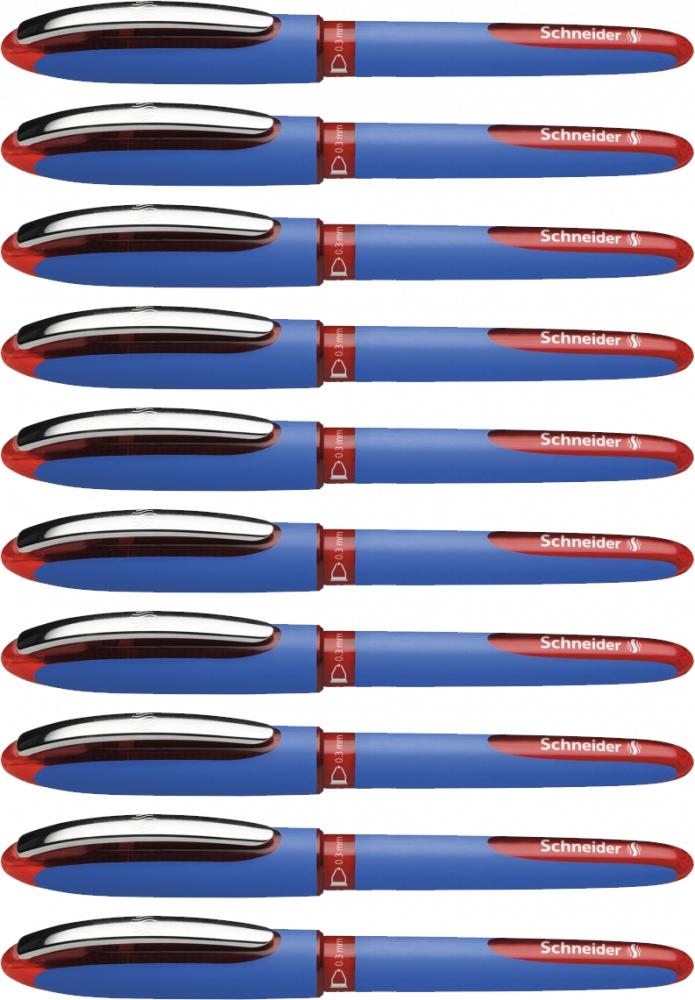 10x Pióro kulkowe Schneider One Hybrid C, 0.3 mm, czerwony