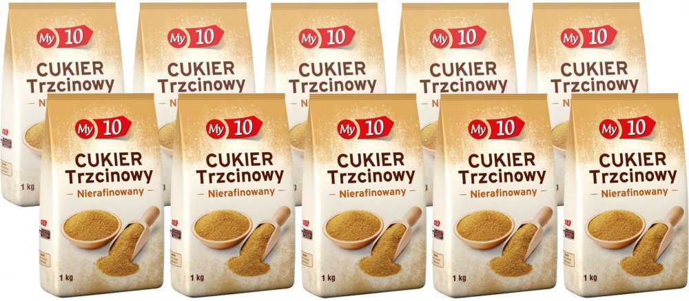 10x cukier trzcinowy My10, 1kg