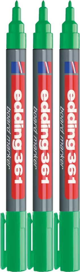 3x Marker suchościeralny edding 361, okrągła, 1mm, zielony