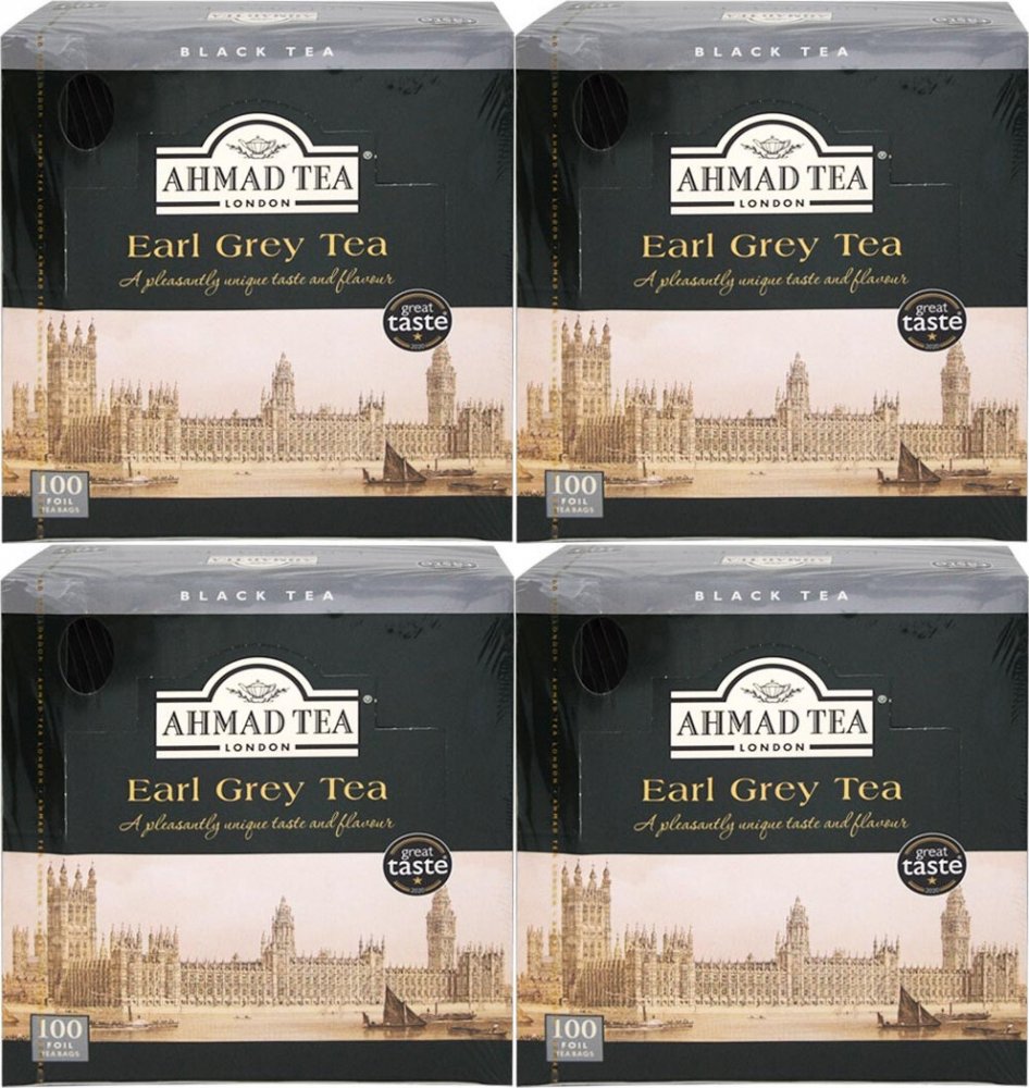 4x Herbata Earl Grey czarna w kopertach Ahmad Tea, 100 szt x 2g