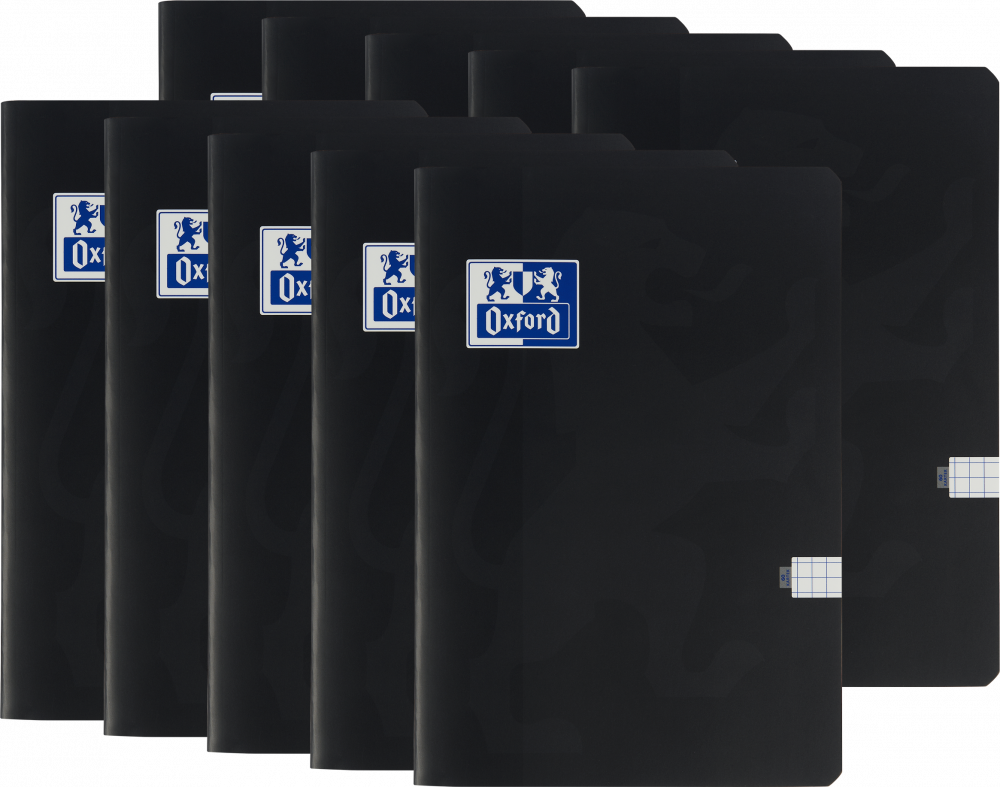 10x Zeszyt w kratkę Oxford Esse, A5, miękka oprawa, 60 kartek, czarny