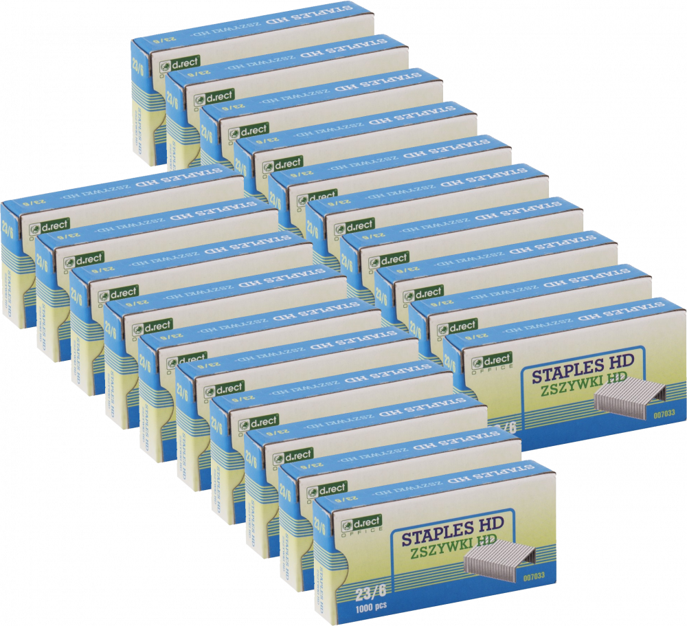 20x Zszywki D.Rect HD 23/6, 1000 sztuk, srebrny