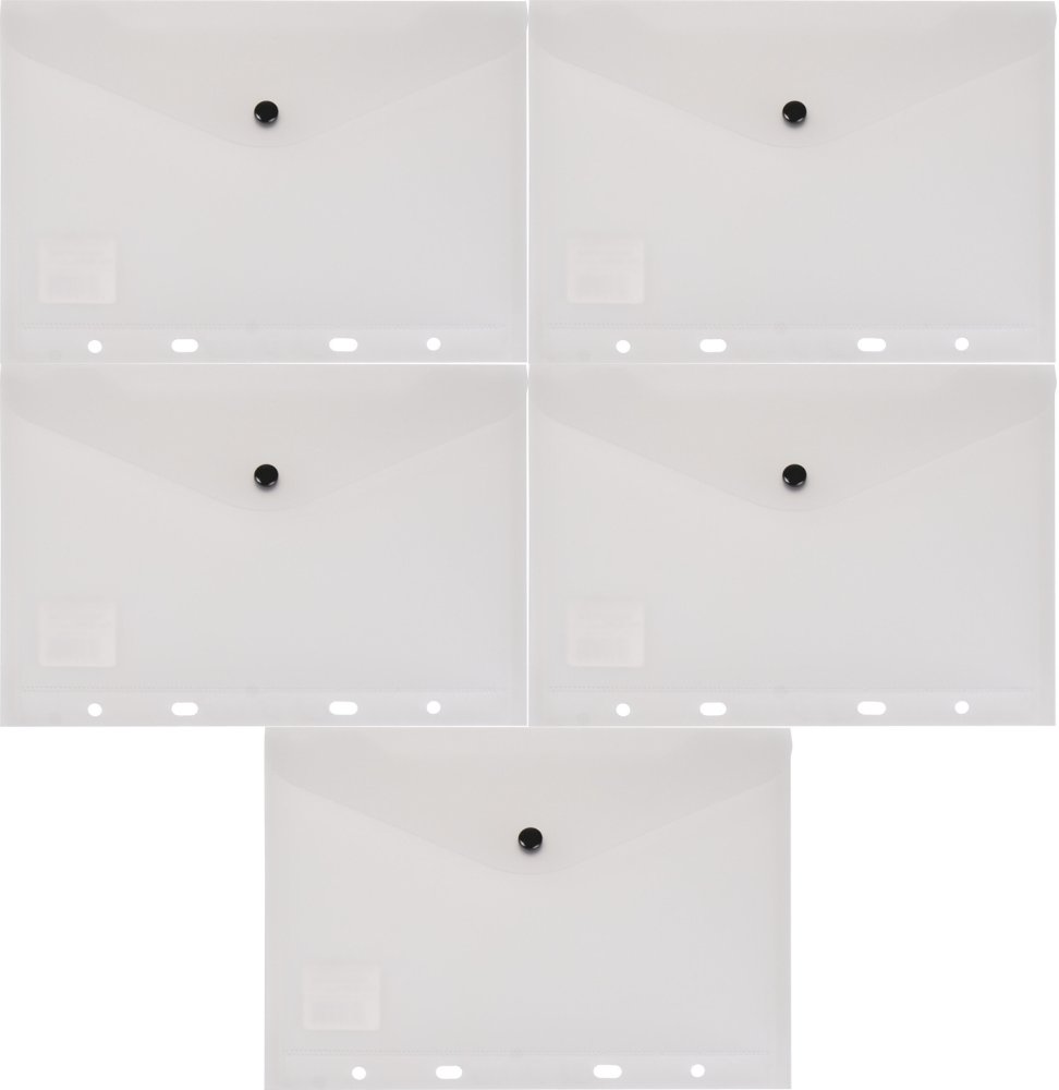 5x Teczka koperta do segragatora A4, Biurfol, A4, na zatrzask , przezroczysty