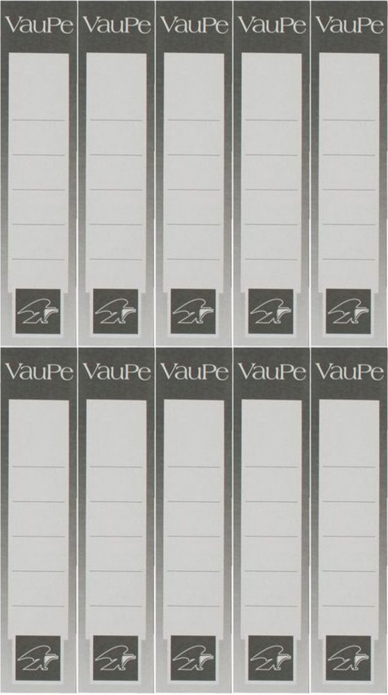 10x Etykiety do segregatorów VauPe, wsuwane, 33x152mm, 25 sztuk, biały