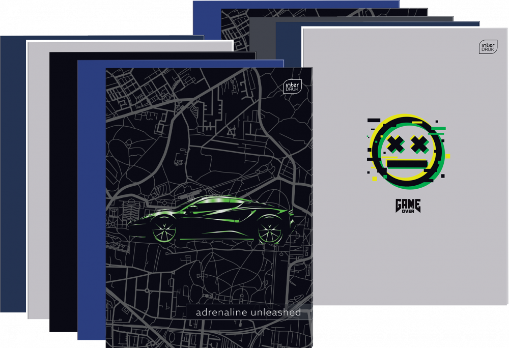 10x Zeszyt w kratkę Interdruk UV Boys, A4, 32 kartki, mix wzorów