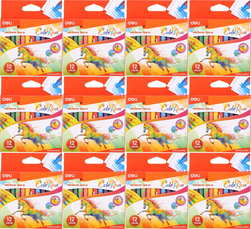 12x Kredki świecowe Deli Colorun EC20800, 12 sztuk, mix kolorów