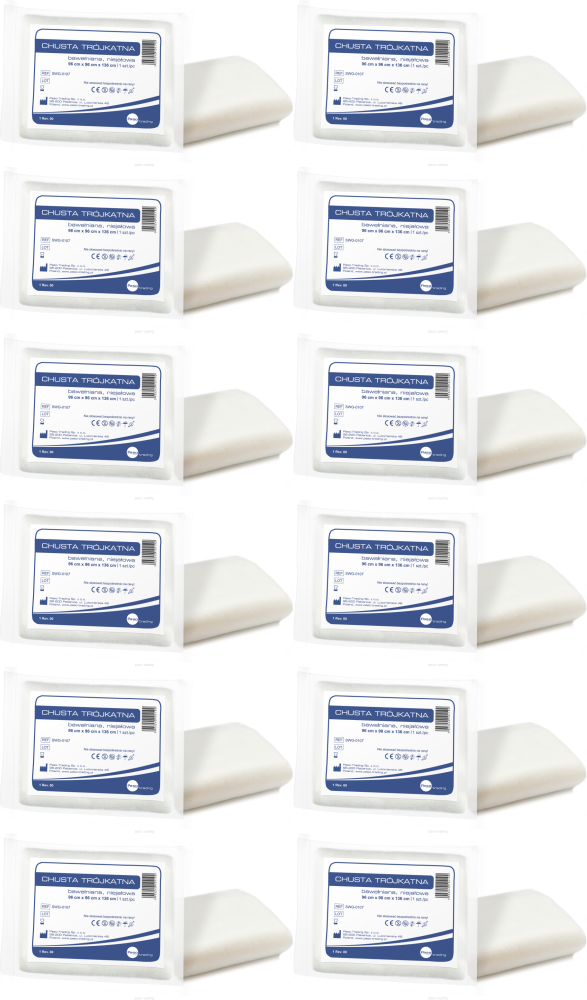 12x Chusta trójkątna, bawełniana, 1 sztuka