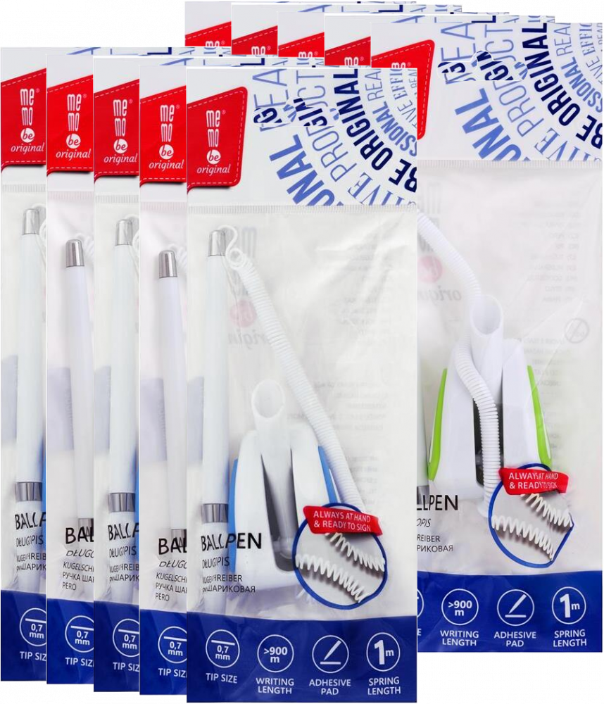 10x Długopis mocowany na sprężynce MemoBe Stilo, stojący, niebieski