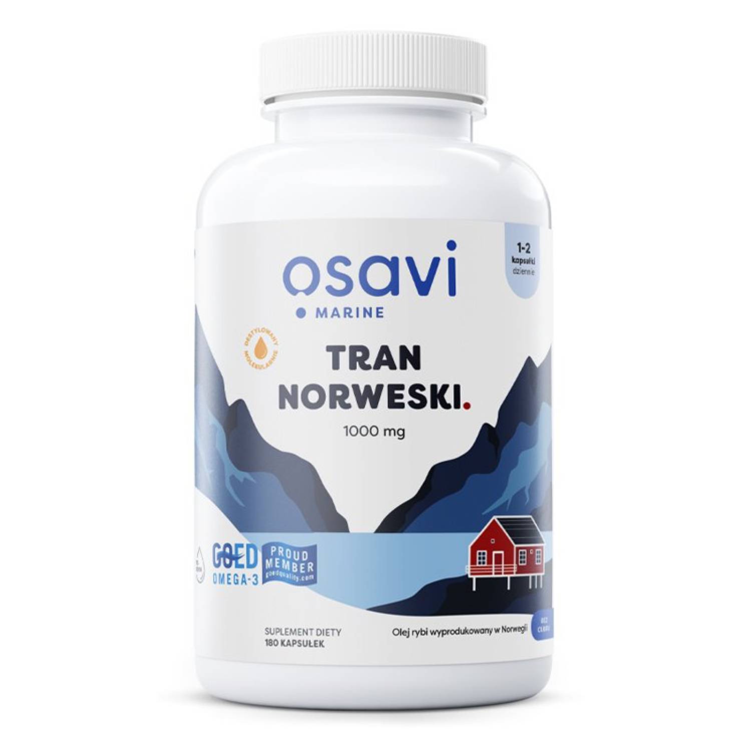 Osavi tran norweski 1000 mg, smak cytrynowy, 180 kapsułek